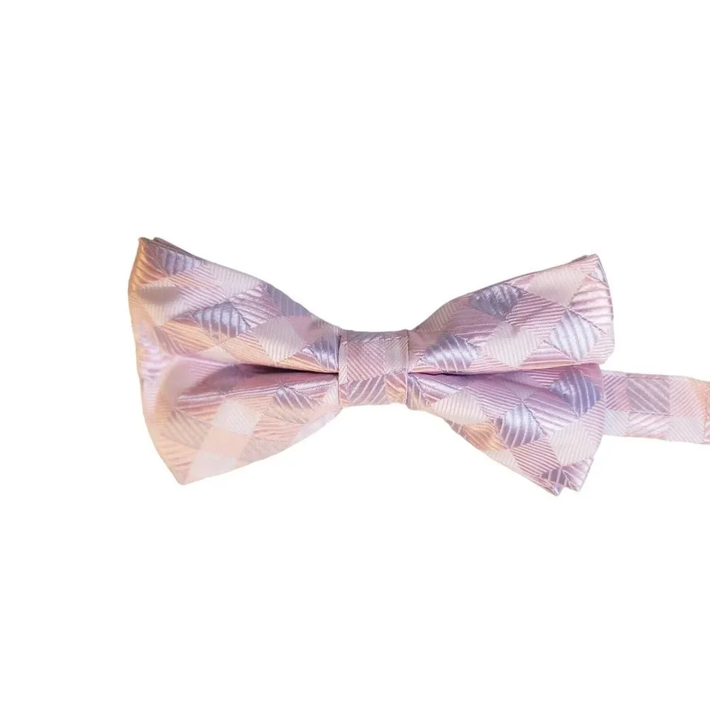 JON VANDYK HOLLAND BOW TIE‎ Mens Pink And Lavender Plaid Handmade 100% Polyester
